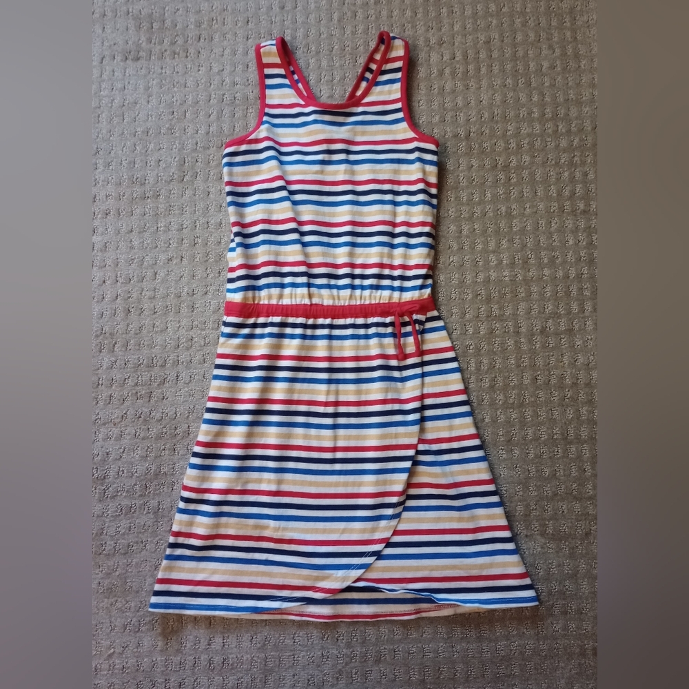 Hannah Anderson Sleeveless Criss Cross Striped Dress